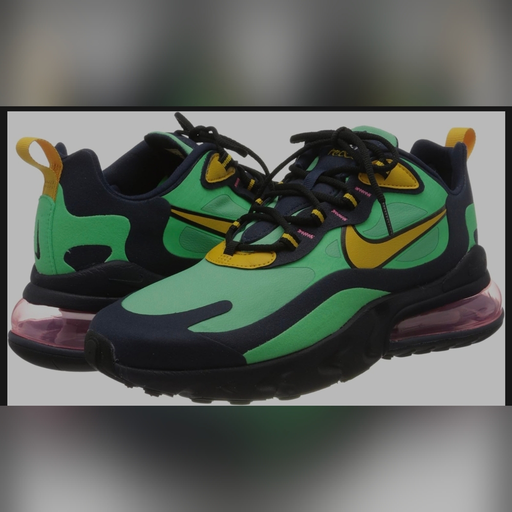 Nike Air Max 270 Green and Yellow Sneakers with Air Cushioning Sz 7y